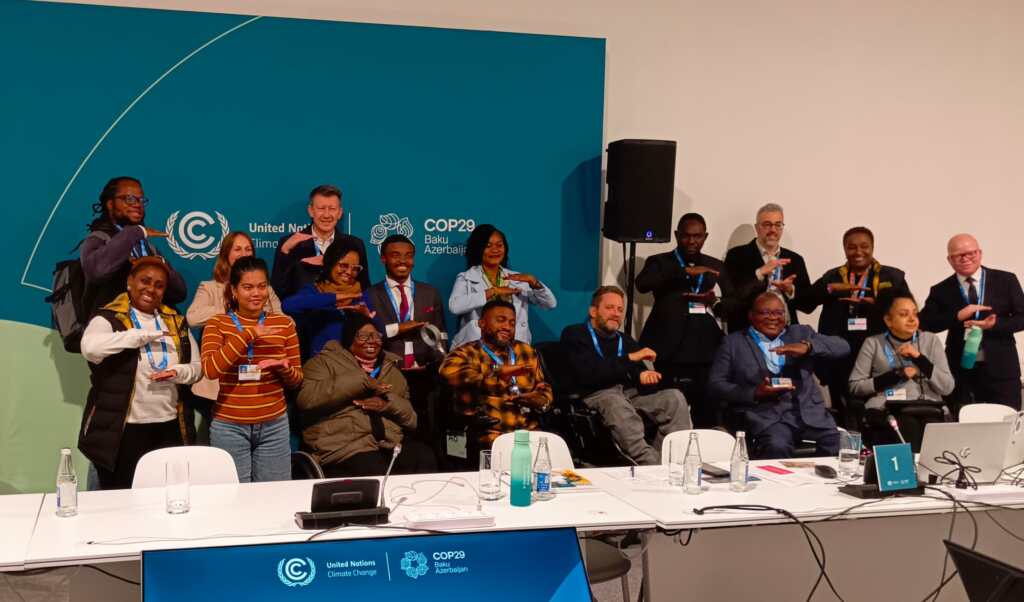 OPDs, activists and disability-focused NGOs at COP29 attending the informal Disability Caucus meeting. 